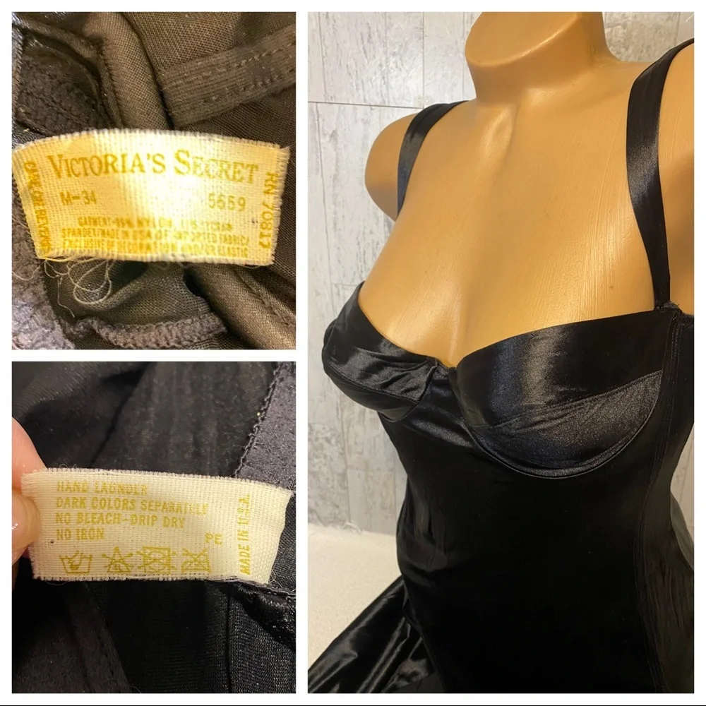 🎊🎉HOST PIC🎊🎉 VNTG Black Liquid Satin long night gown Victoria Secret Sissy - Picture 2 of 14